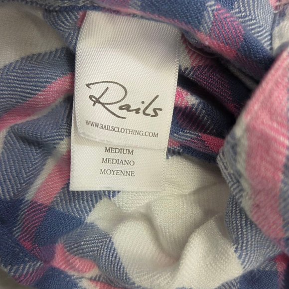 Women's Rails White Pink Blue Plaid Button Down Shirt M - Picture 7 of 10